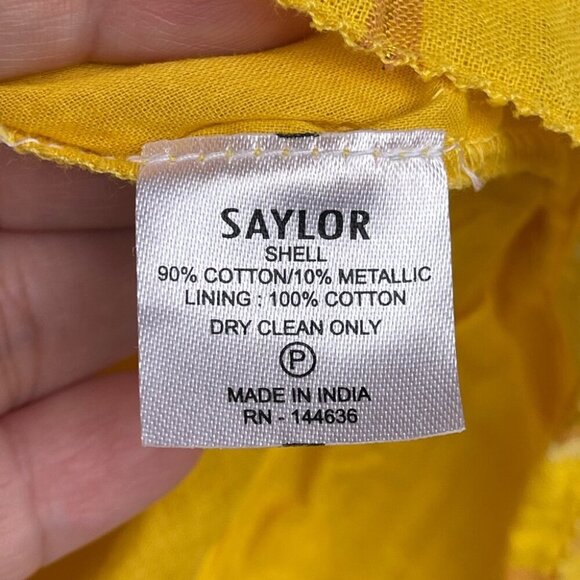 SAYLOR Adrianne Ruffled V-Neck Metallic Striped Gold Mini Dress medium - Picture 9 of 11